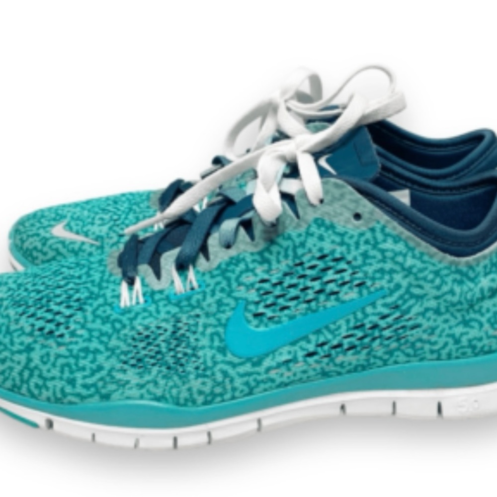 Teal Patterned Athletic Shoes